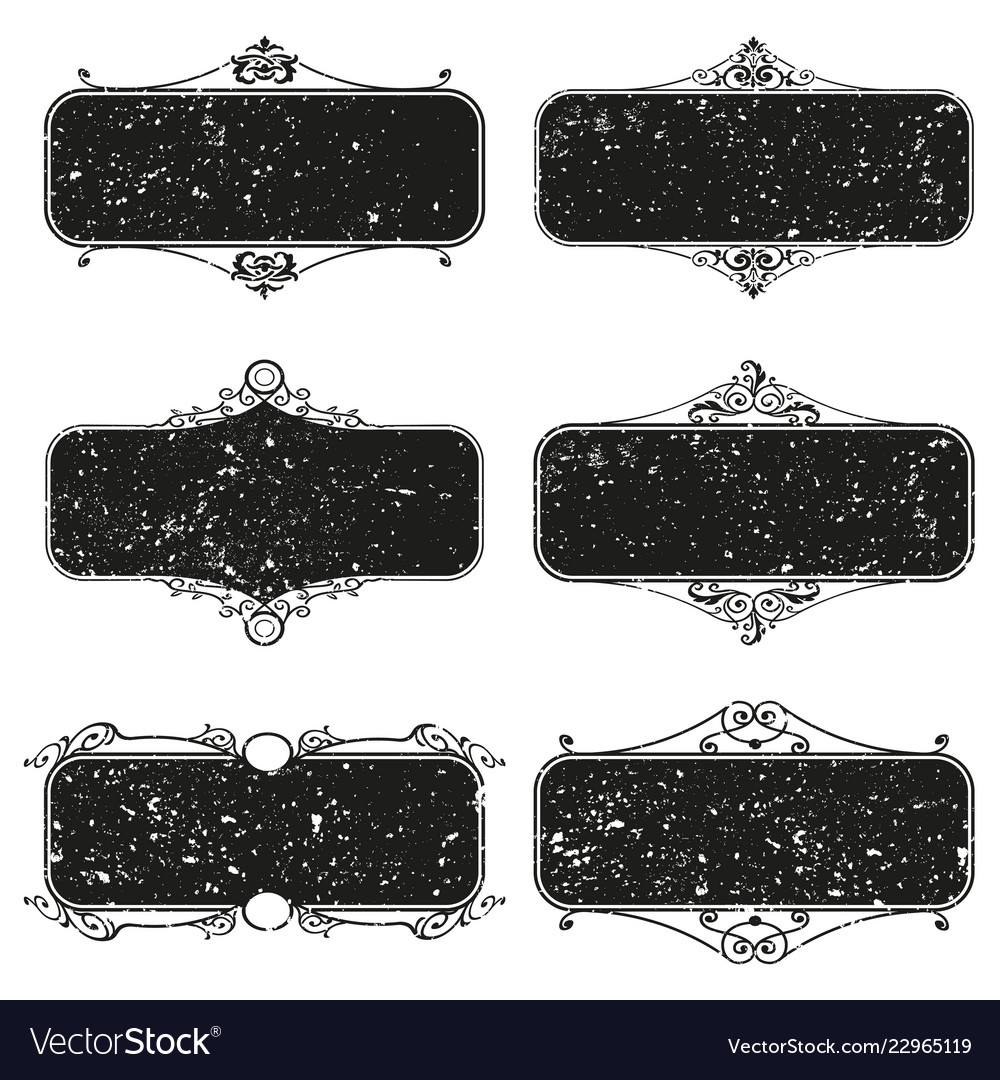 Set of decorative florish grunge frames vector image Set of decorative florish grunge frames