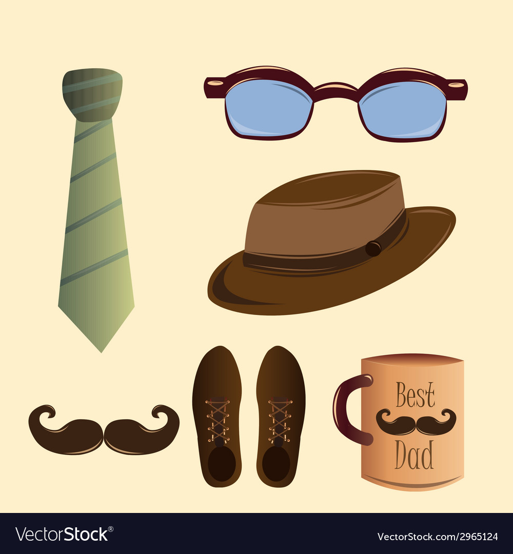 A set fathers related elements for fathers day Vector Image