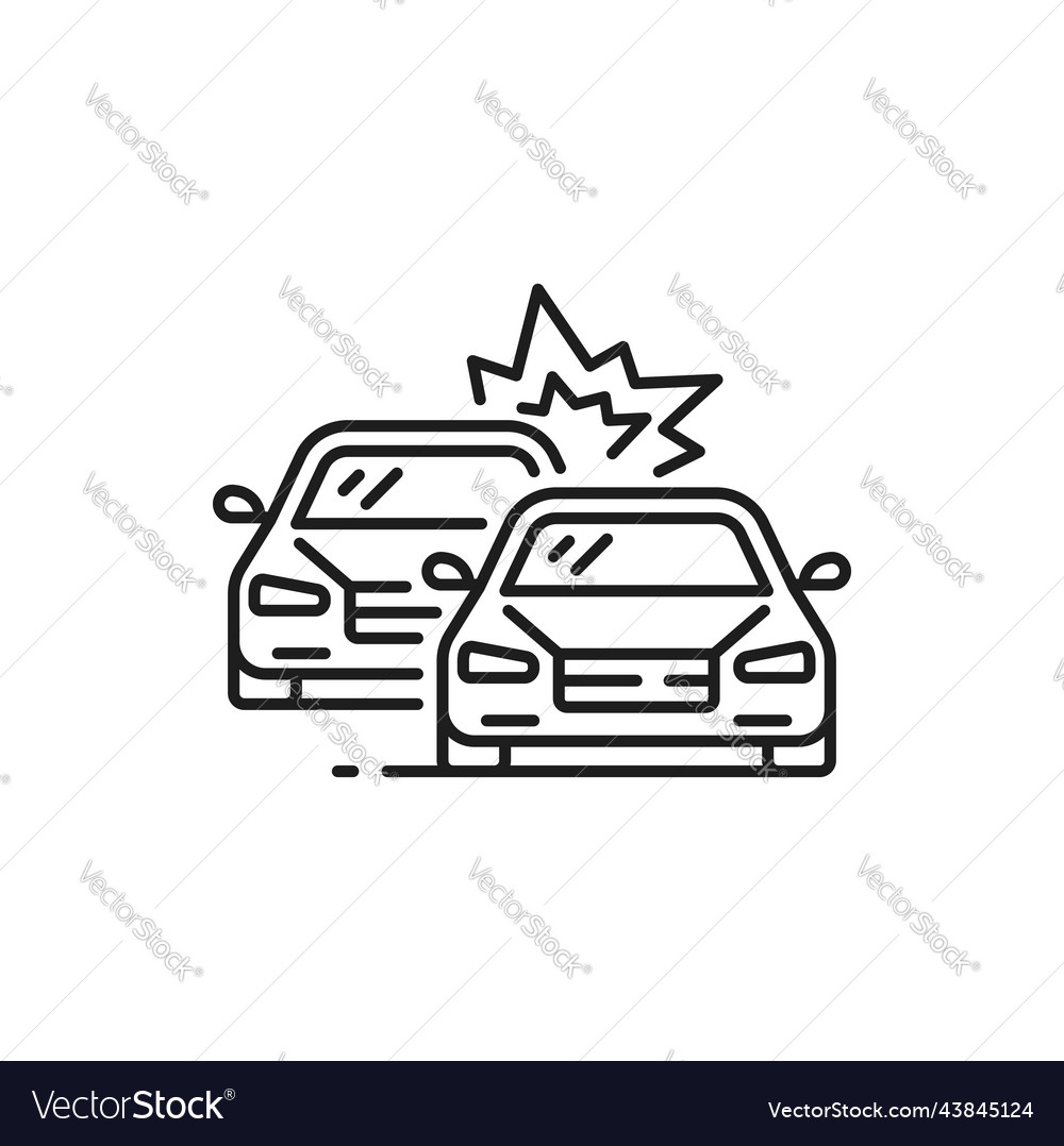 Car crash collision or accident thin line icon Vector Image