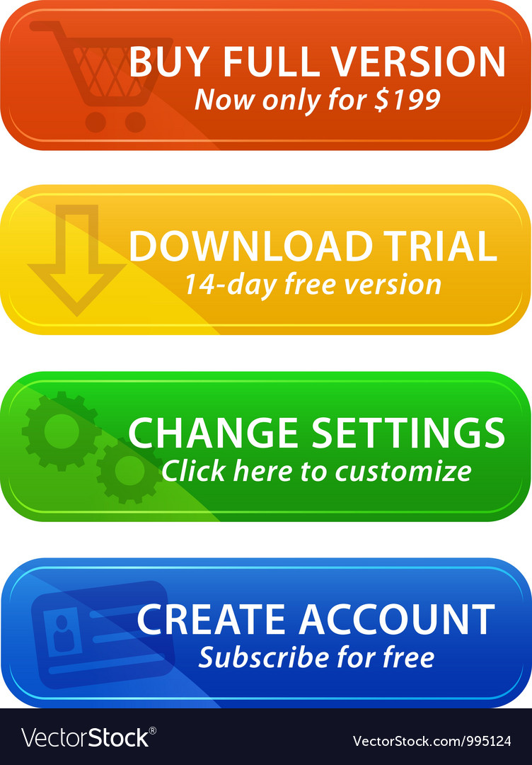 Colorful web buttons with icons