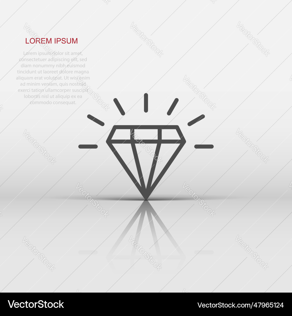 Diamond gem icon in flat style gemstone on white Vector Image