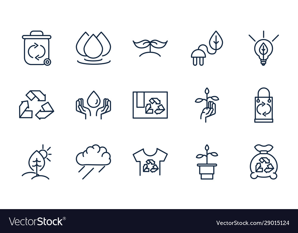 Ecology environment renewable sustainable icons Vector Image