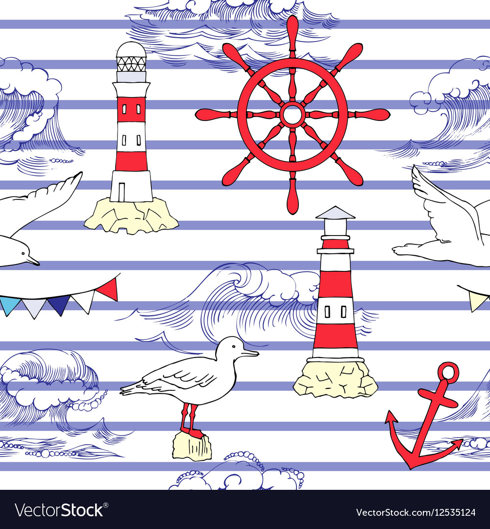 Nautical seamless pattern