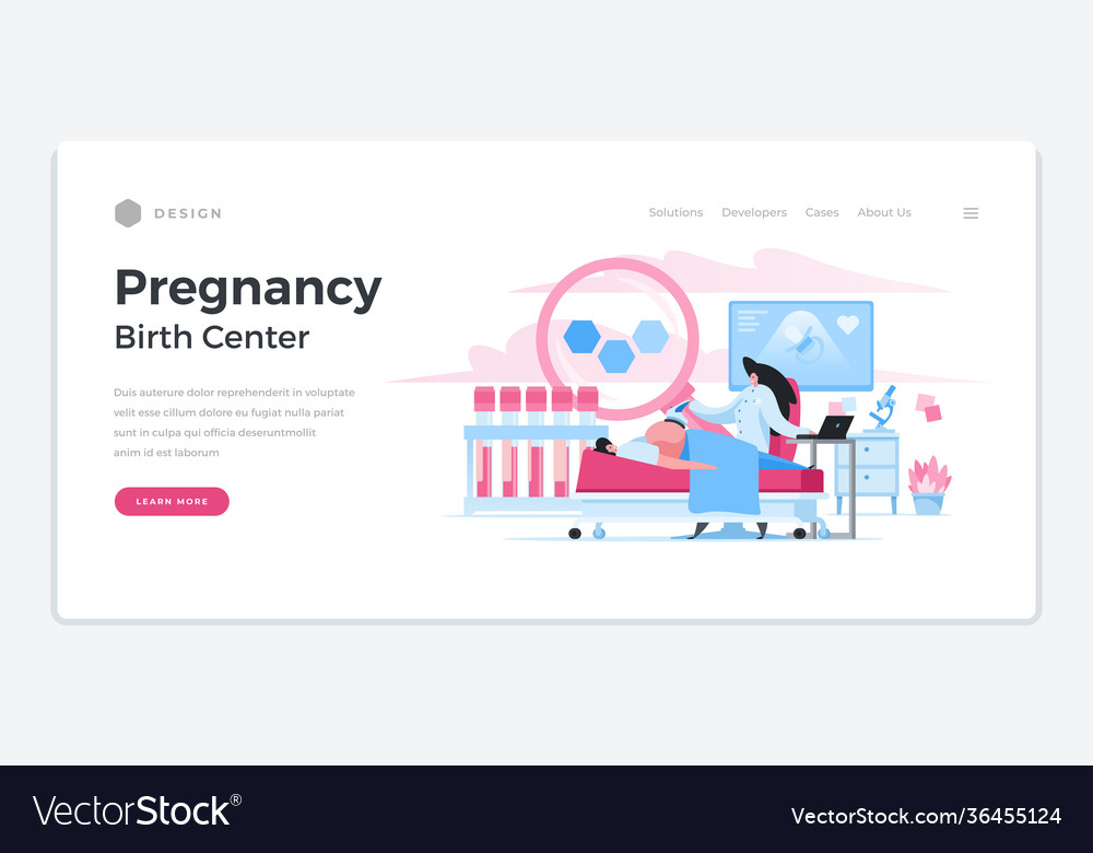 Pregnancy center survey landing page Royalty Free Vector