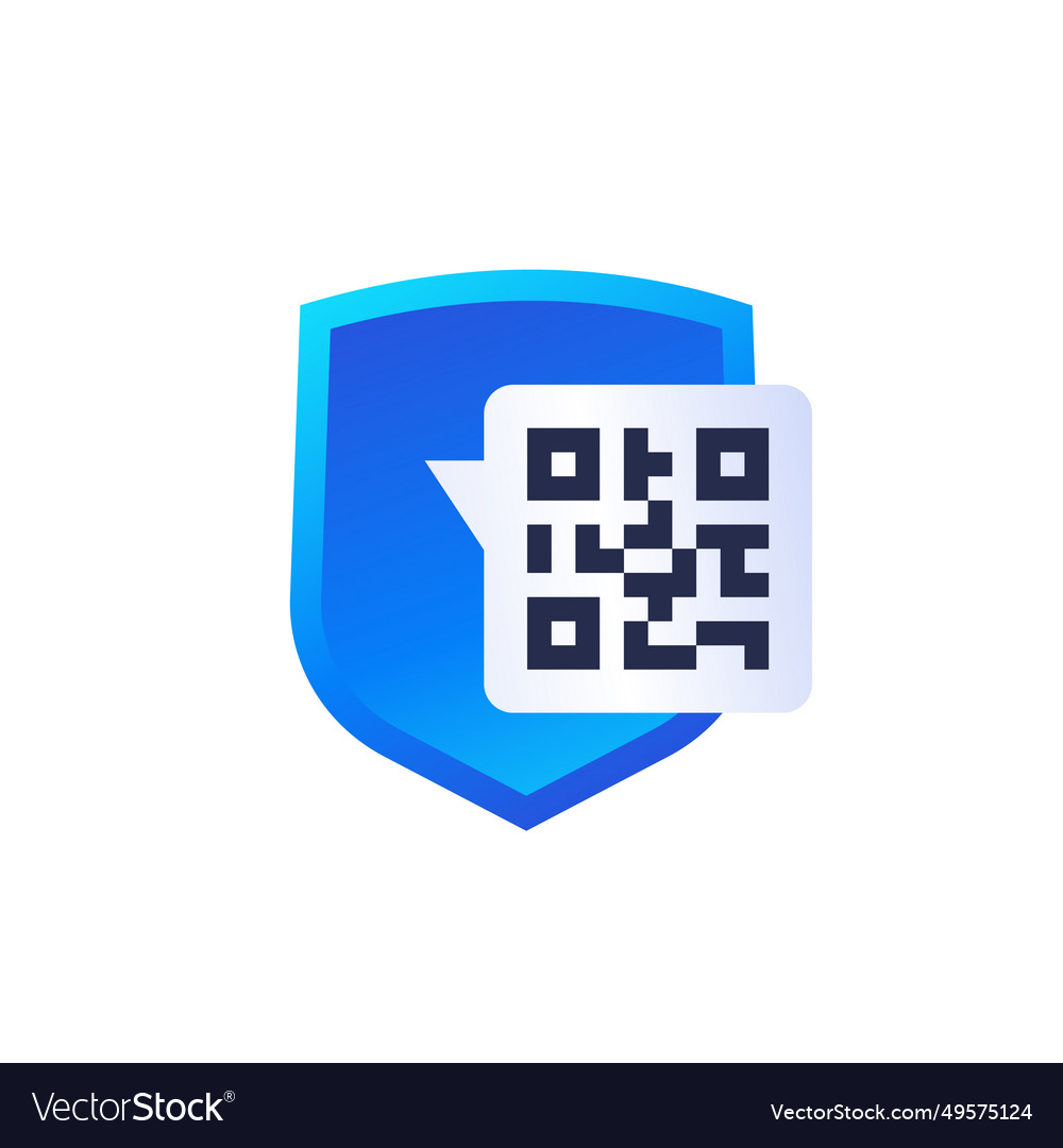 Secure qr code payment icon with shield