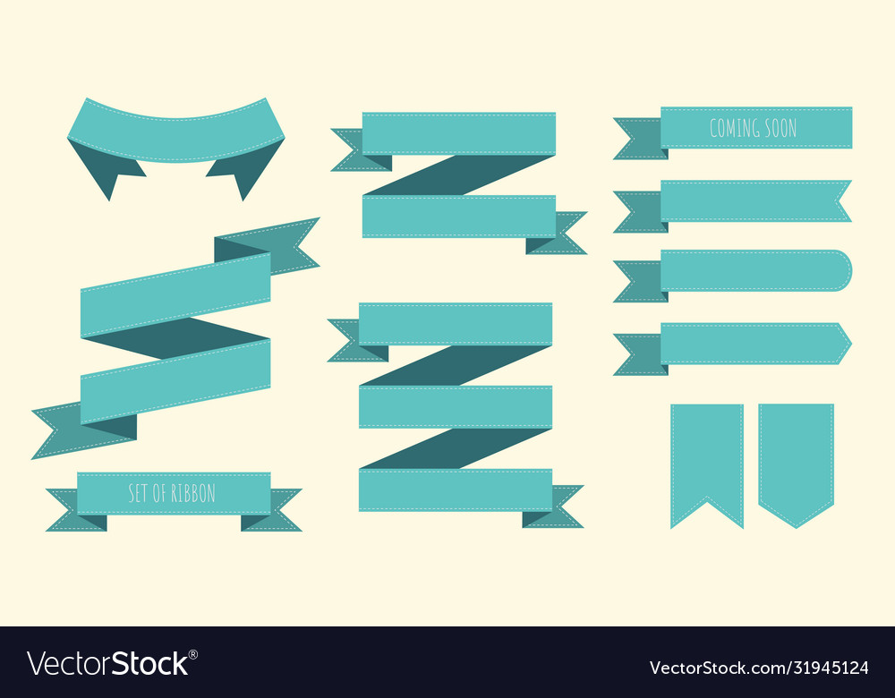 Set ribbons for design vintage styled vector image Set ribbons for design vintage styled
