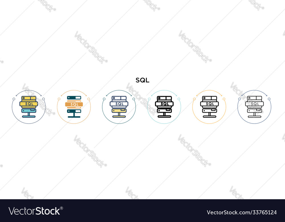 Sql icon in filled thin line outline and stroke