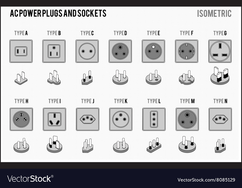 Ac power plugs and sockets Royalty Free Vector Image