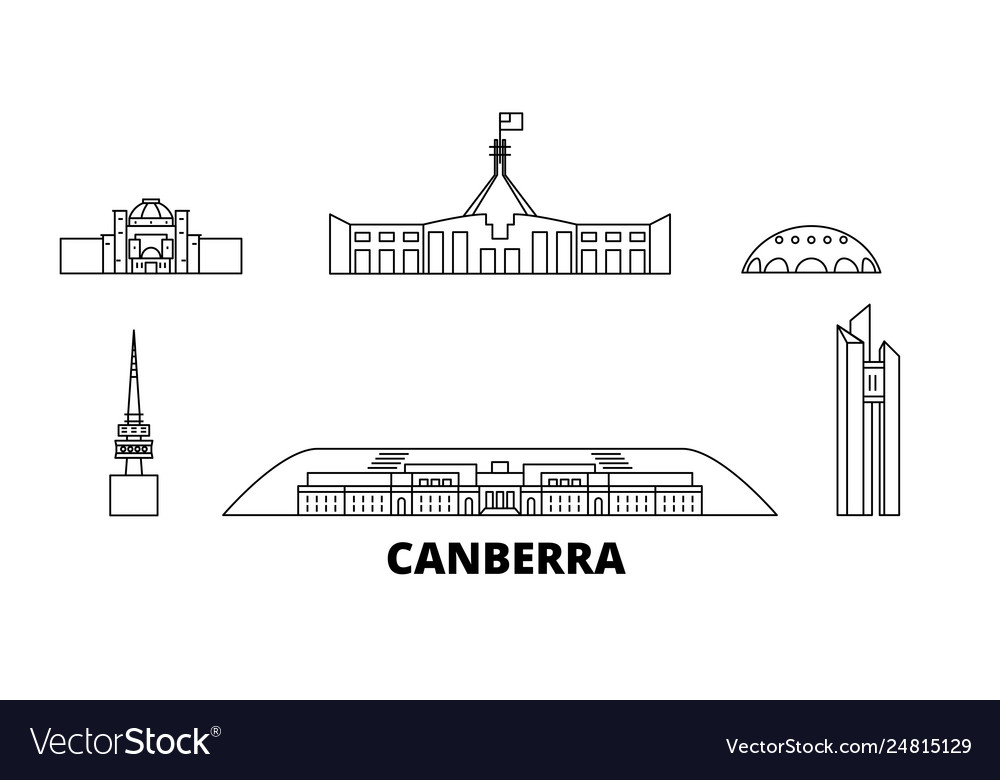 Australia canberra line travel skyline set Vector Image