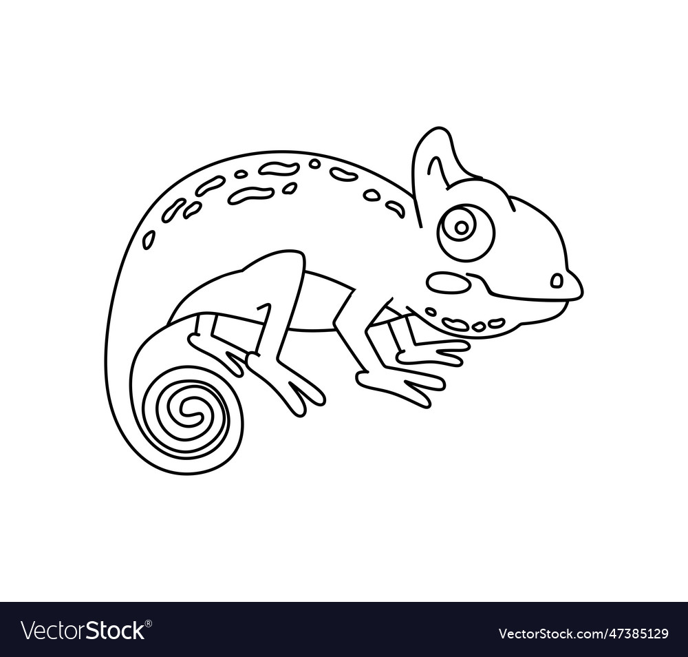 Chameleon character black and white coloring book Vector Image