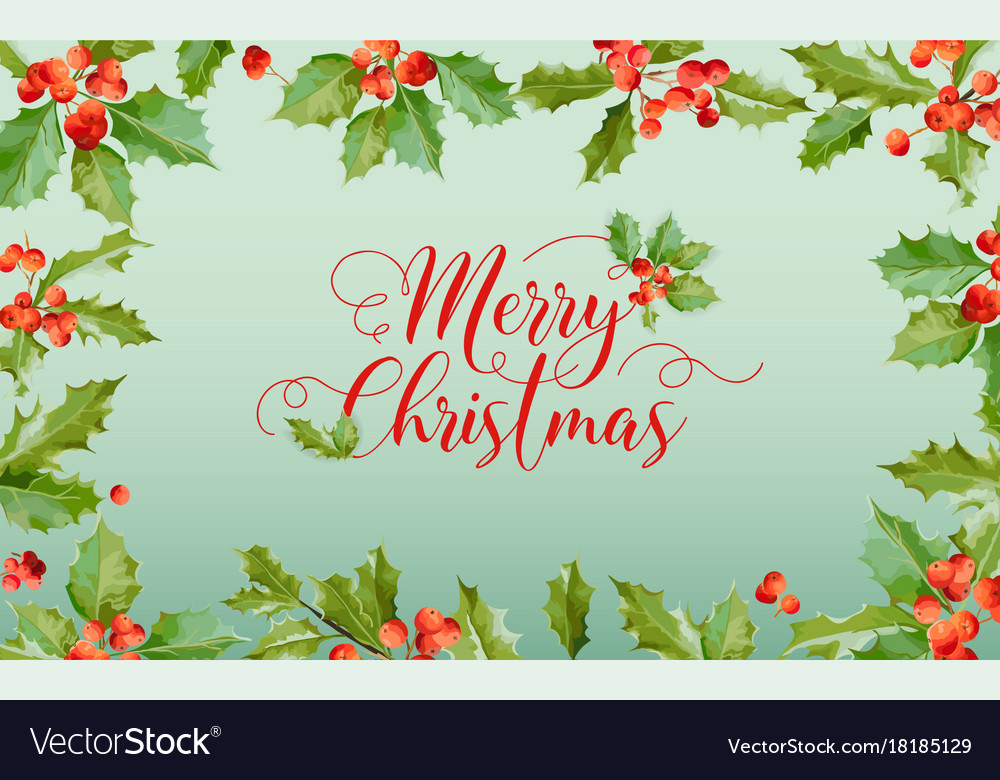 Christmas Winter Holly Berry Banner Graphic Vector Image