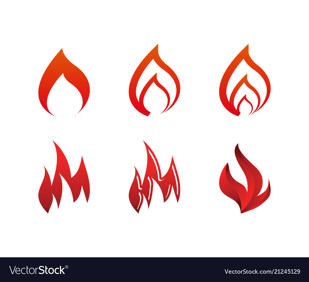 Collection of fire logo icon template Royalty Free Vector