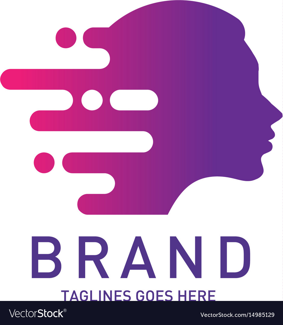 Creative woman head logo brain