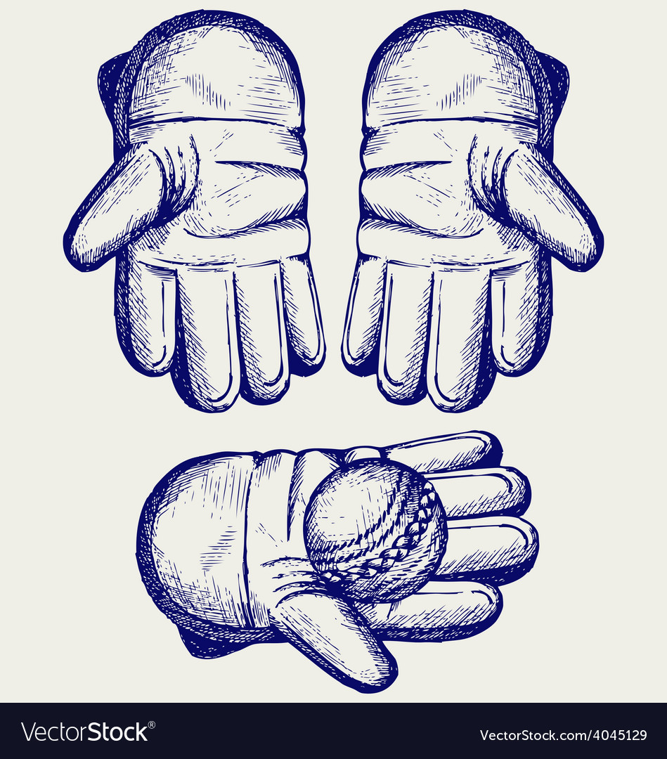 Cricket ball in a wicket keeping glove Royalty Free Vector