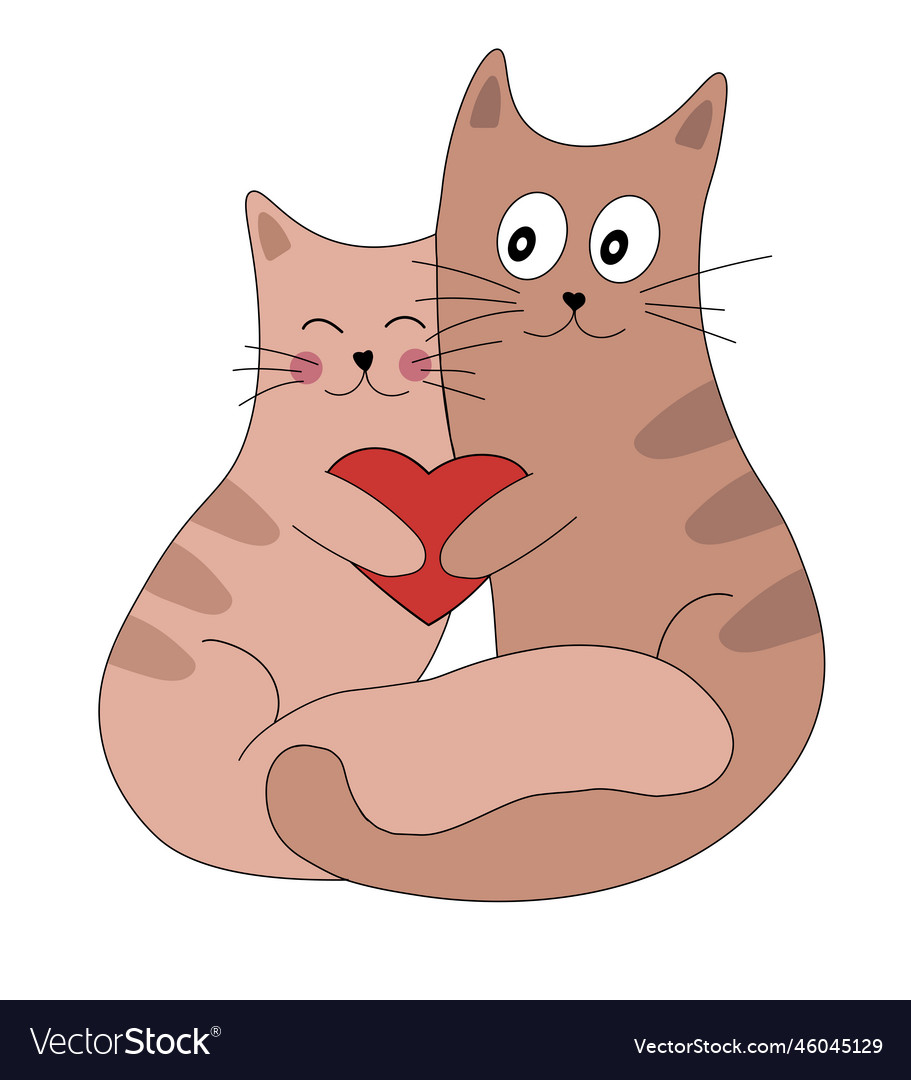 Premium Vector  Two cats sit together in an embrace gray and red cat