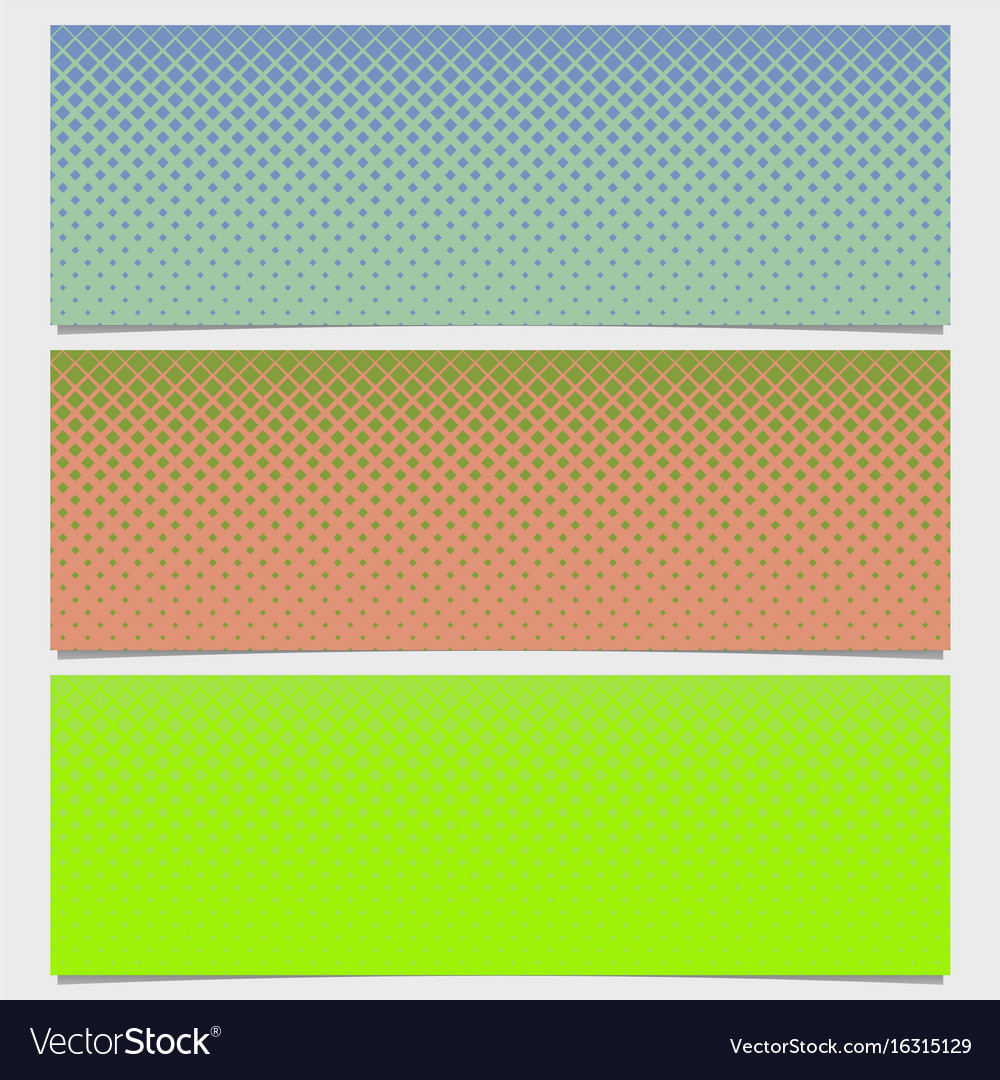 Halftone square pattern horizontal banner set