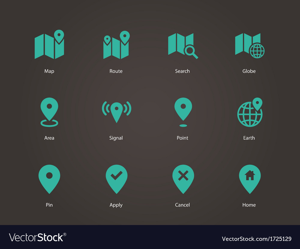 Map icons gps and navigation