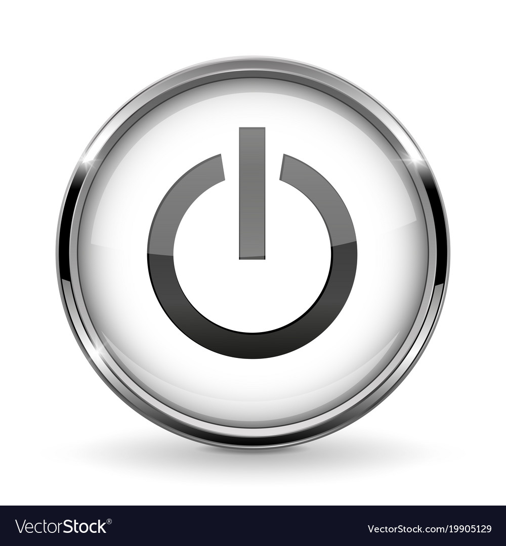 Metallic Power Button - Round 3D Icon