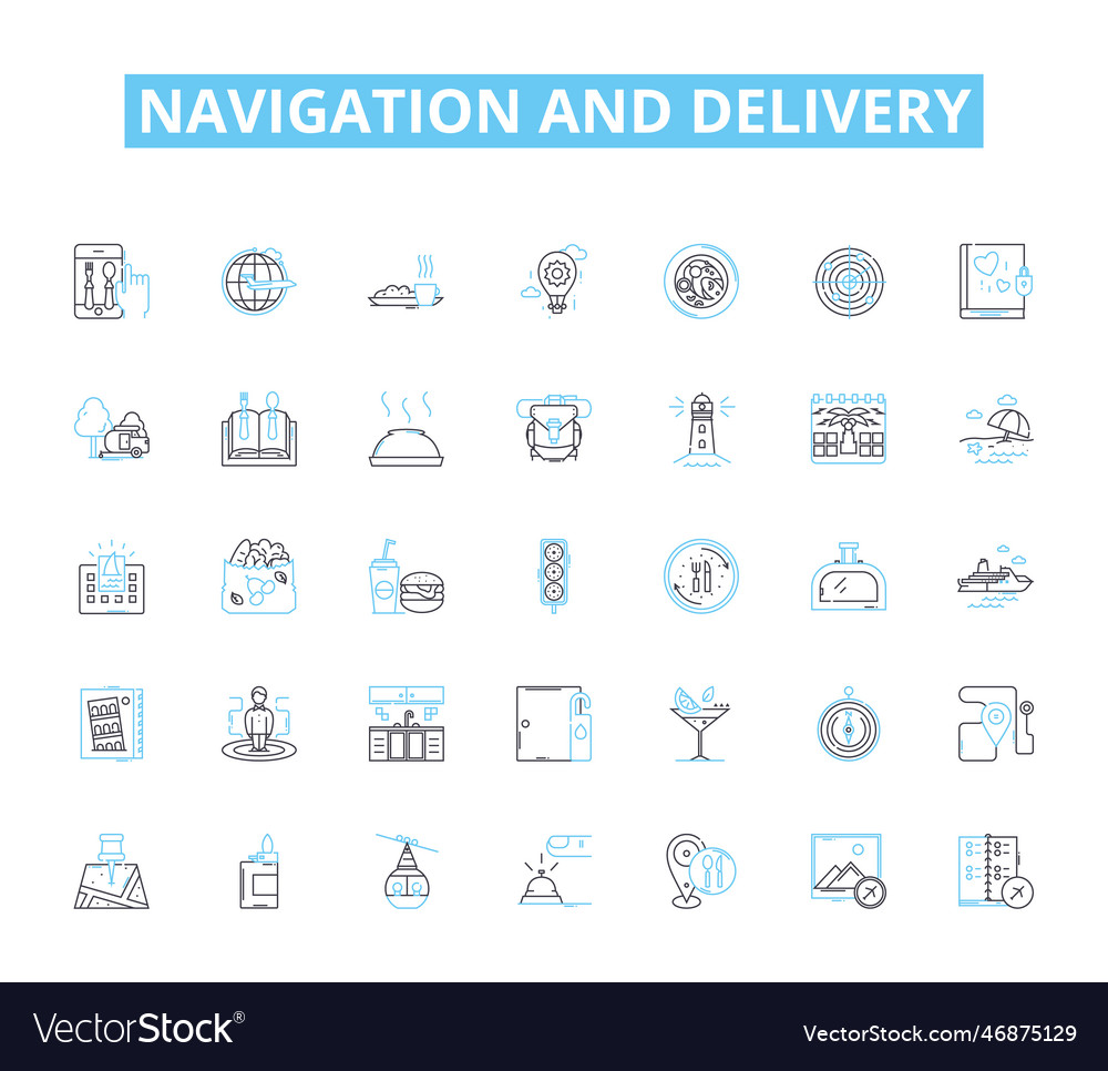 Navigation and delivery linear icons set routing vector image Navigation and delivery linear icons set routing