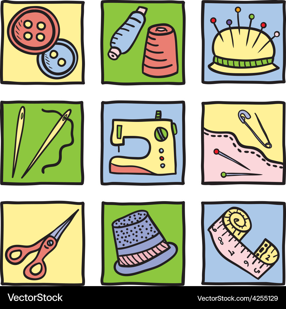 Sewing stuff and tools Royalty Free Vector Image