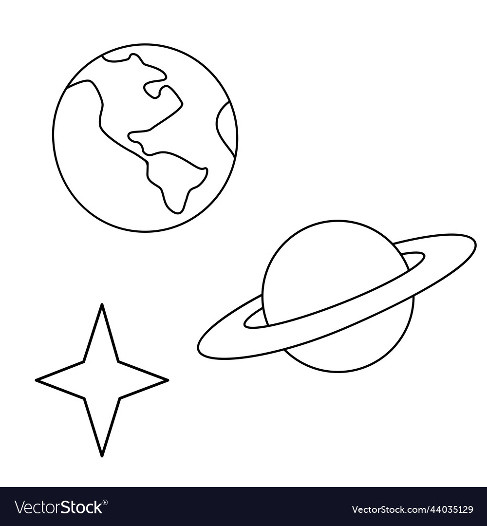 Space set hand drawn planets