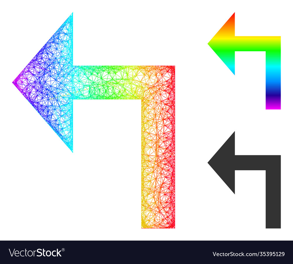 Spectral net mesh gradient turn left icon vector image Spectral net mesh gradient turn left icon