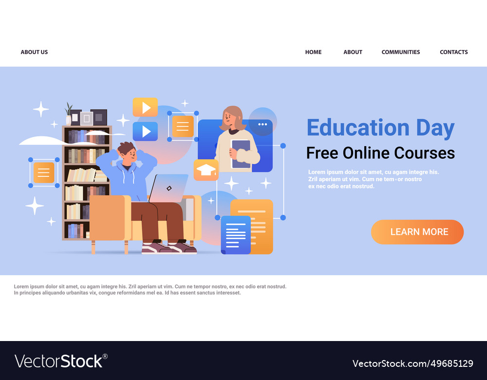 Student watching free online courses on laptop Vector Image - Fast And The Furious 6 Watch Free Online