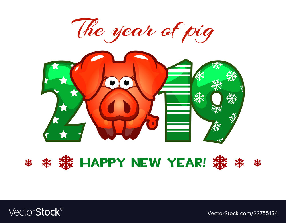 Cartoon greeting banner in the year of pig