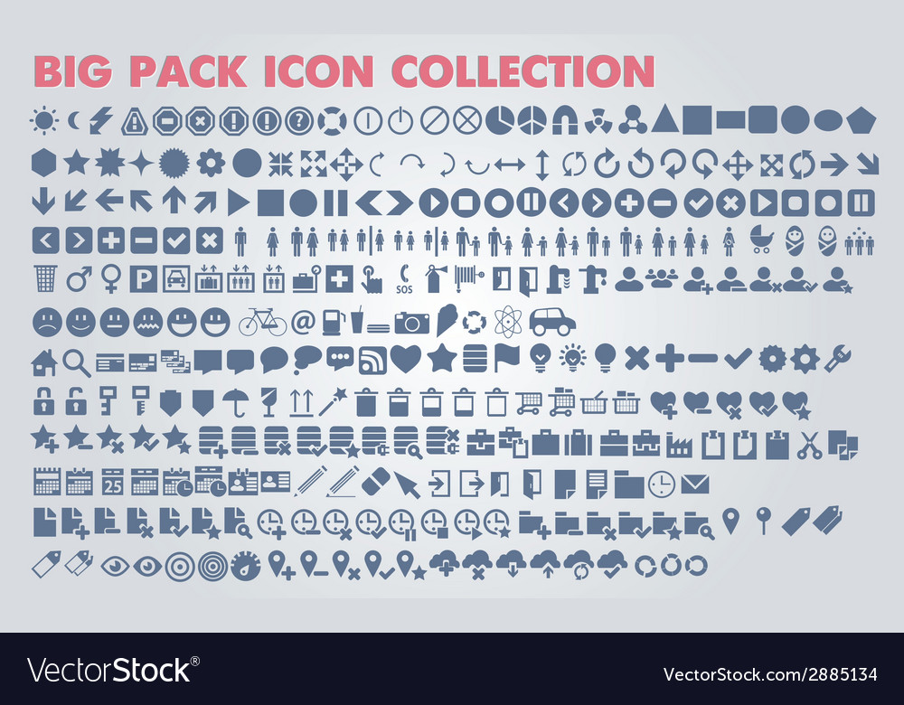 Collection of flat icons with long shadow