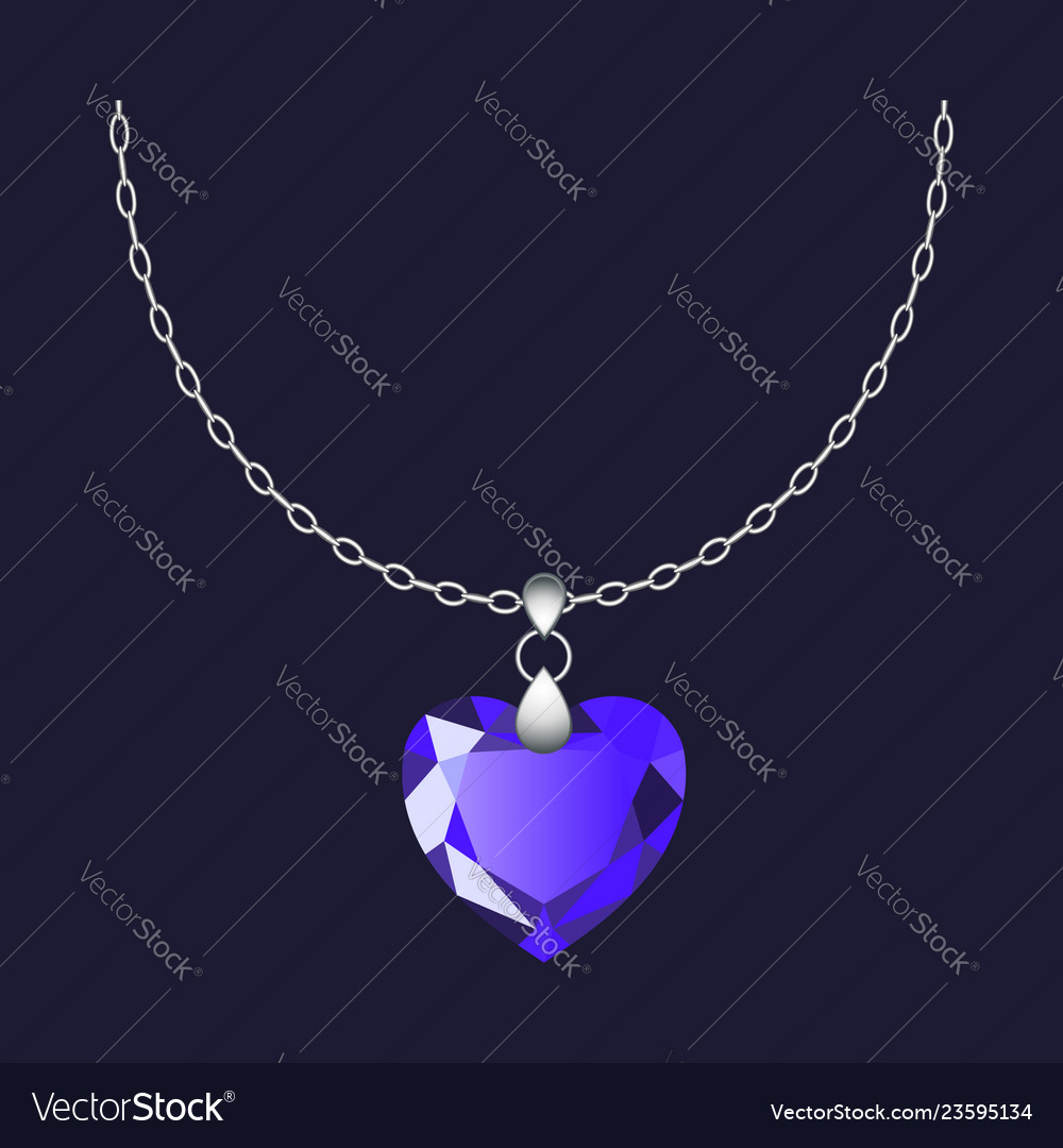 Gemstone pendant necklace icon realistic style Vector Image