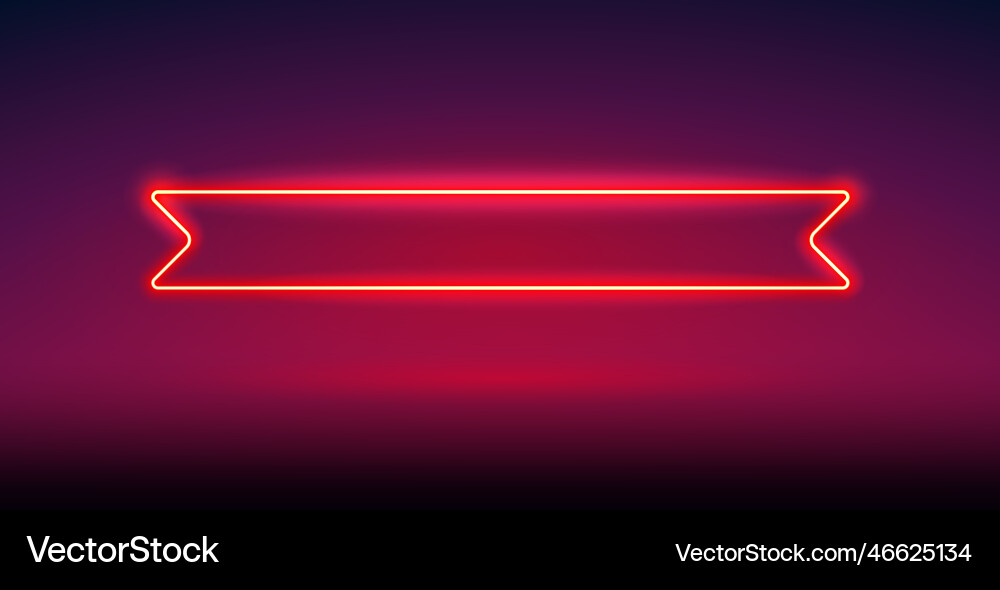 Glowing red neon ribbon banner Royalty Free Vector Image