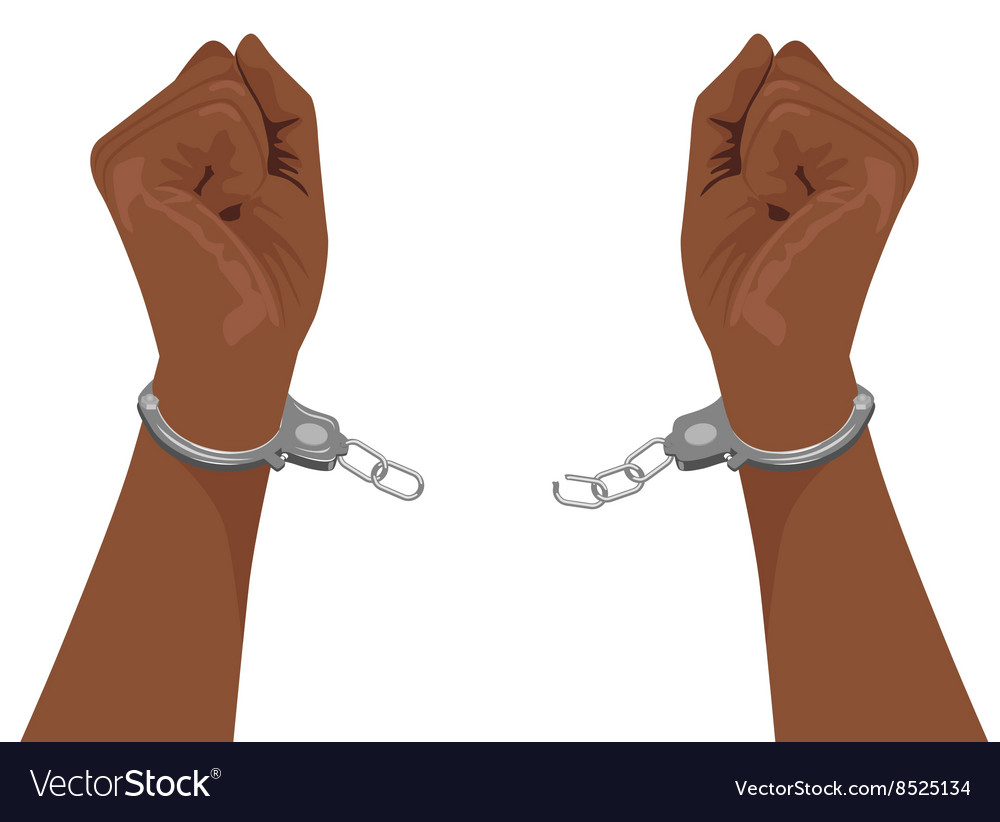 Hands African American Man Breaking Handcuffs Vector Image