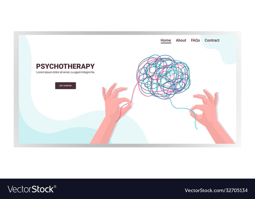 Human hands solving problem in tangled brain vector image Human hands solving problem in tangled brain
