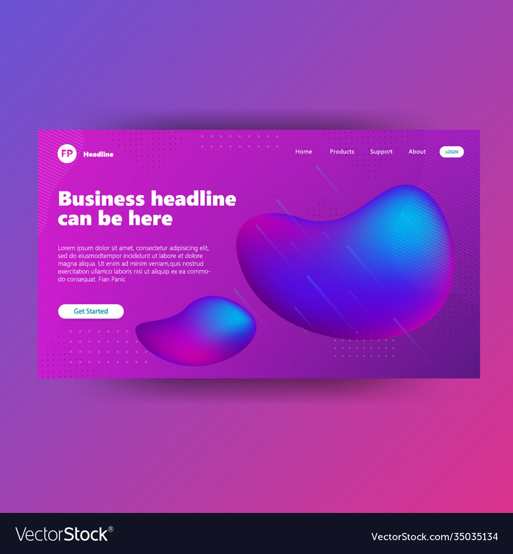Landing page template with gradient modern webpage