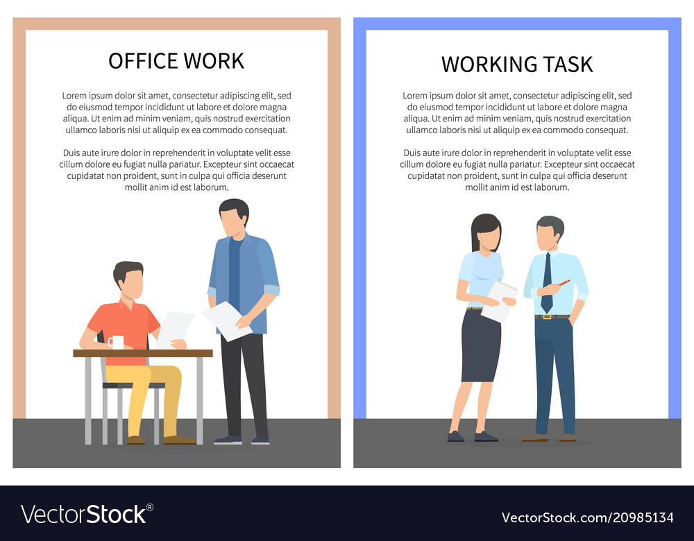 Office work and working task vector image Office work and working task