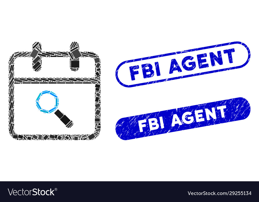 Rectangle mosaic audit day with textured fbi agent vector image Rectangle mosaic audit day with textured fbi agent