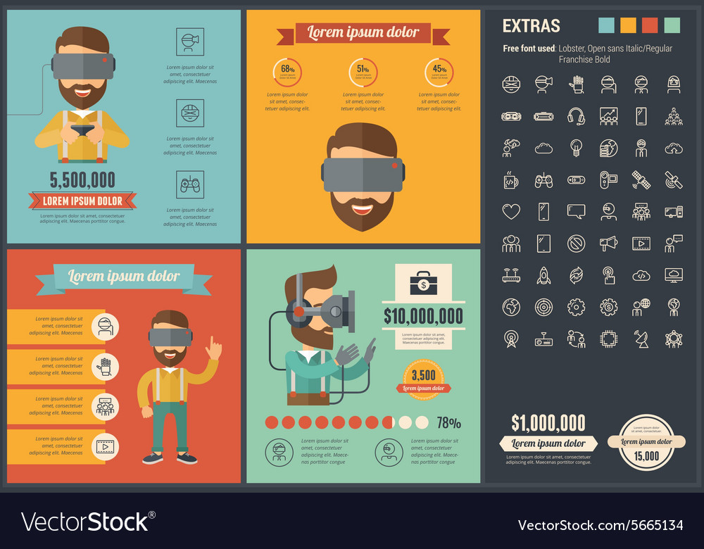 Virtual reality flat design infographic template