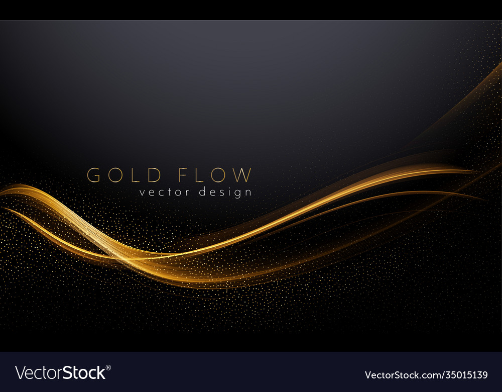 Abstract Shiny Color Gold Wave Design Element Vector Image