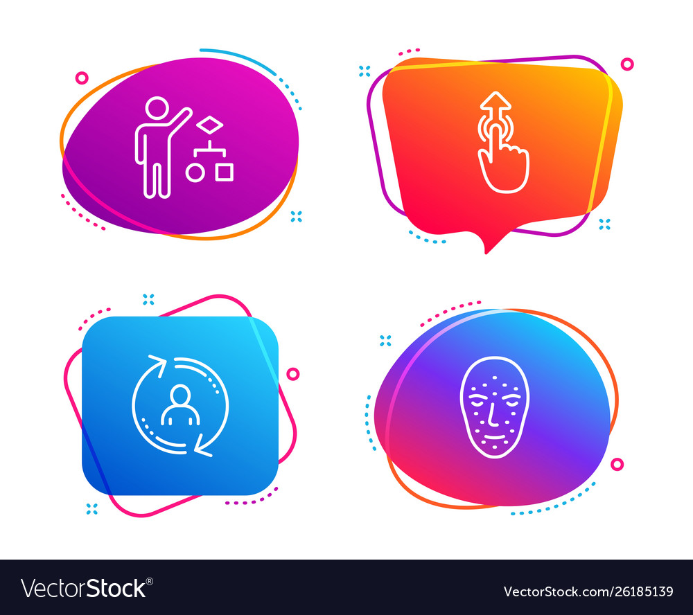 Algorithm swipe up und Benutzer-Info-Symbole setzen Gesicht vector image Algorithm swipe up und Benutzer-Info-Symbole setzen Gesicht