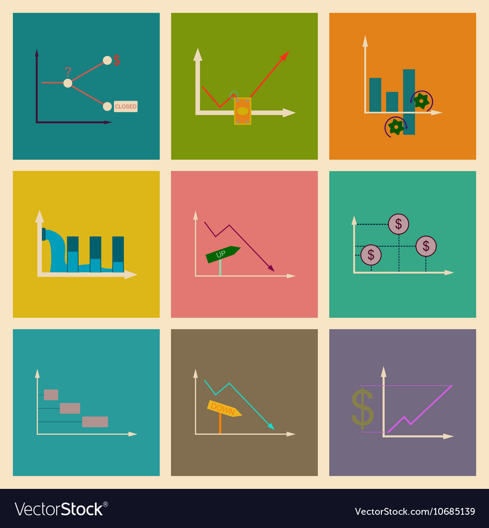 Concept of stylish flat design icons graph