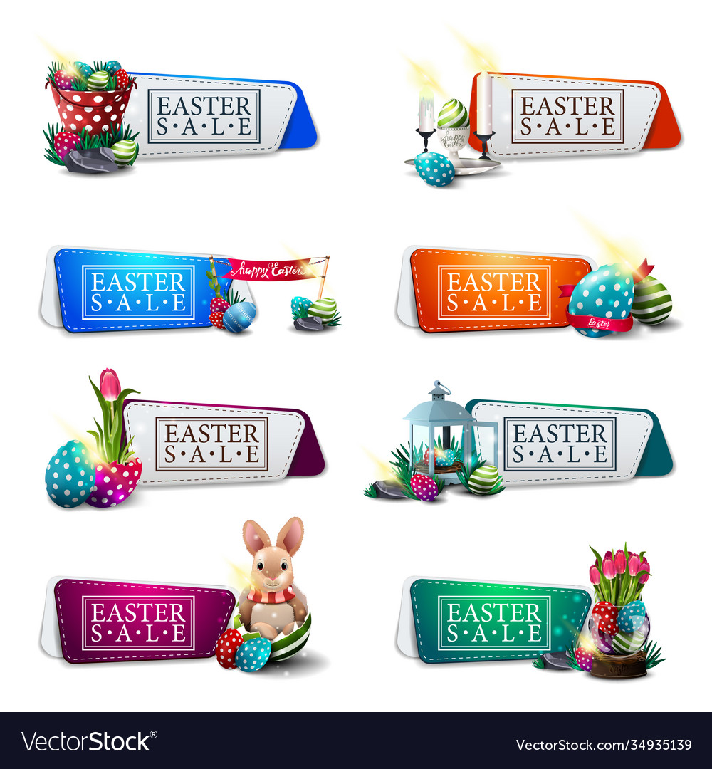 Easter sale large set discount colorful banners