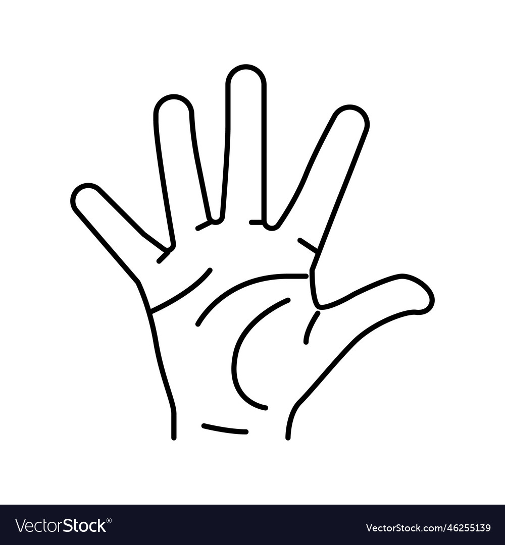 Five number hand gesture line icon