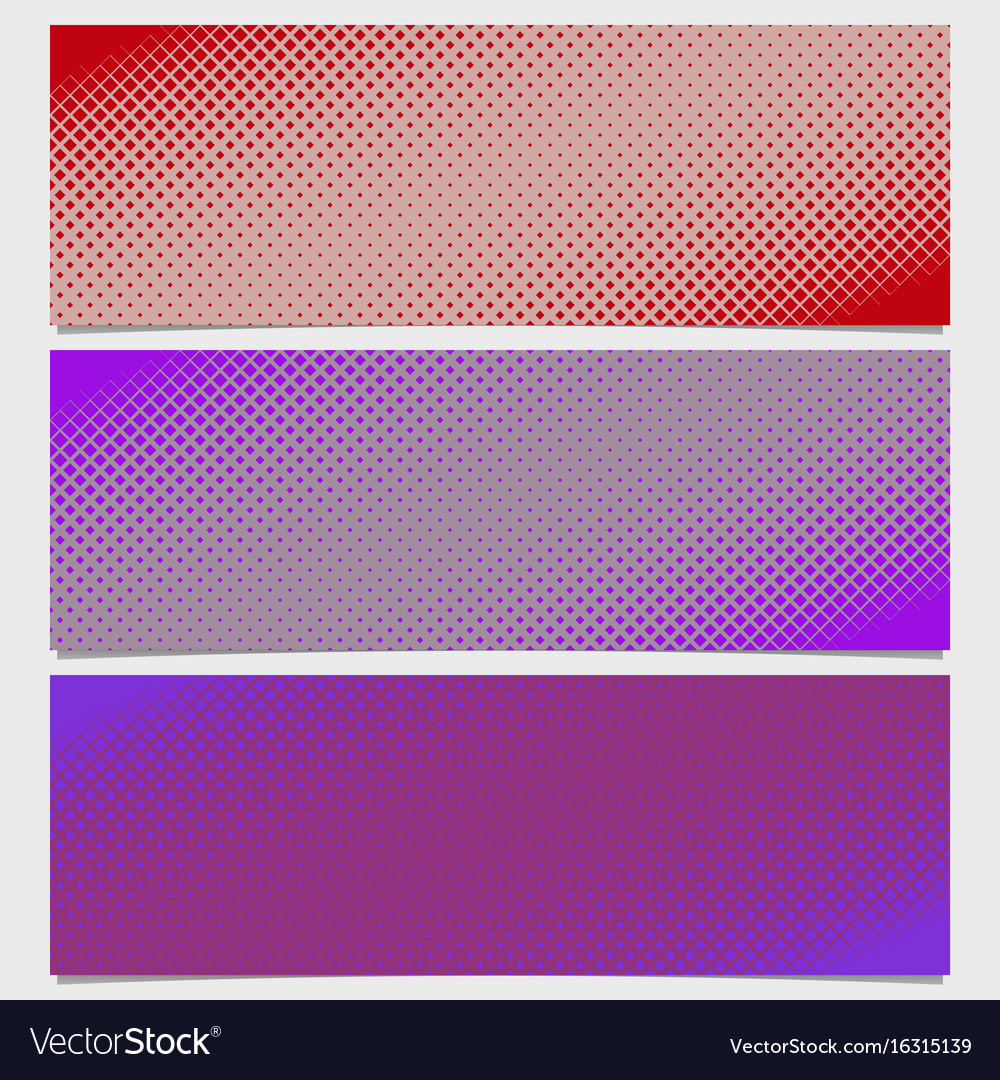Halftone square pattern banner template set