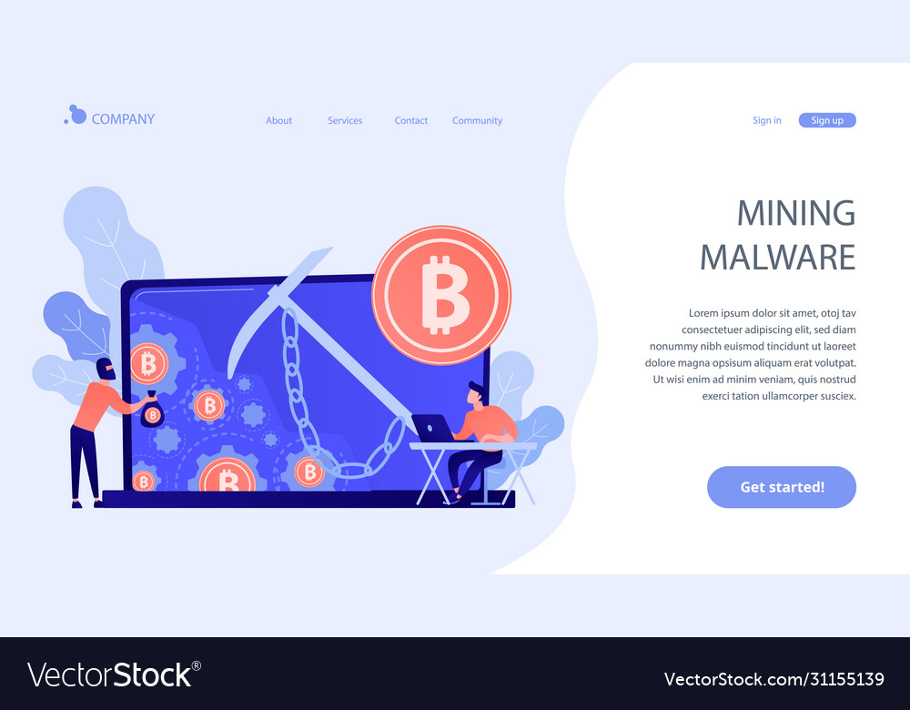 Hidden mining concept landing page vector image Hidden mining concept landing page