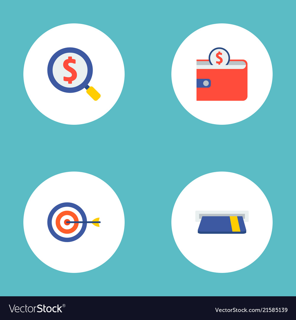 Set Financial Icons Flat Style Symbols Royalty Free Vector