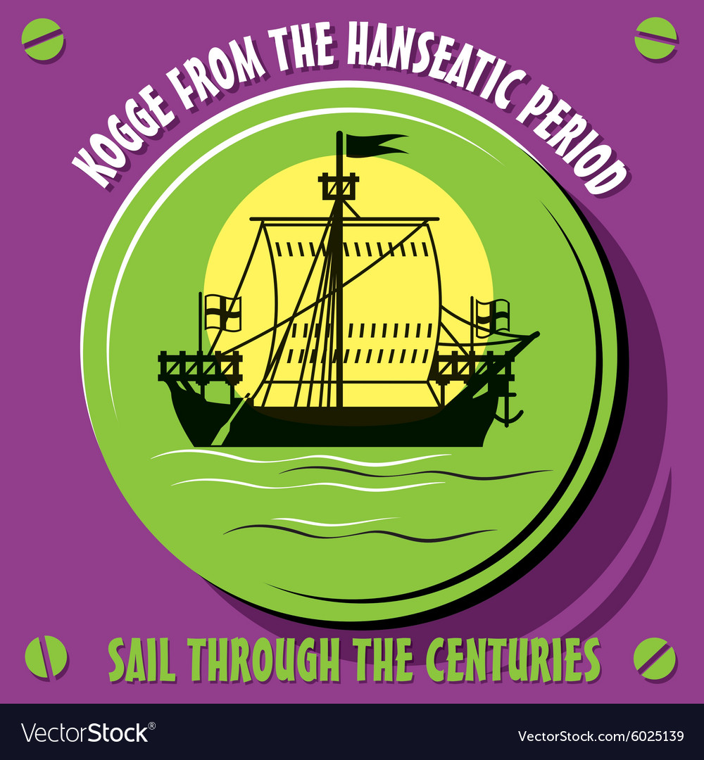 Vessel kogge from the hanseatic period Royalty Free Vector