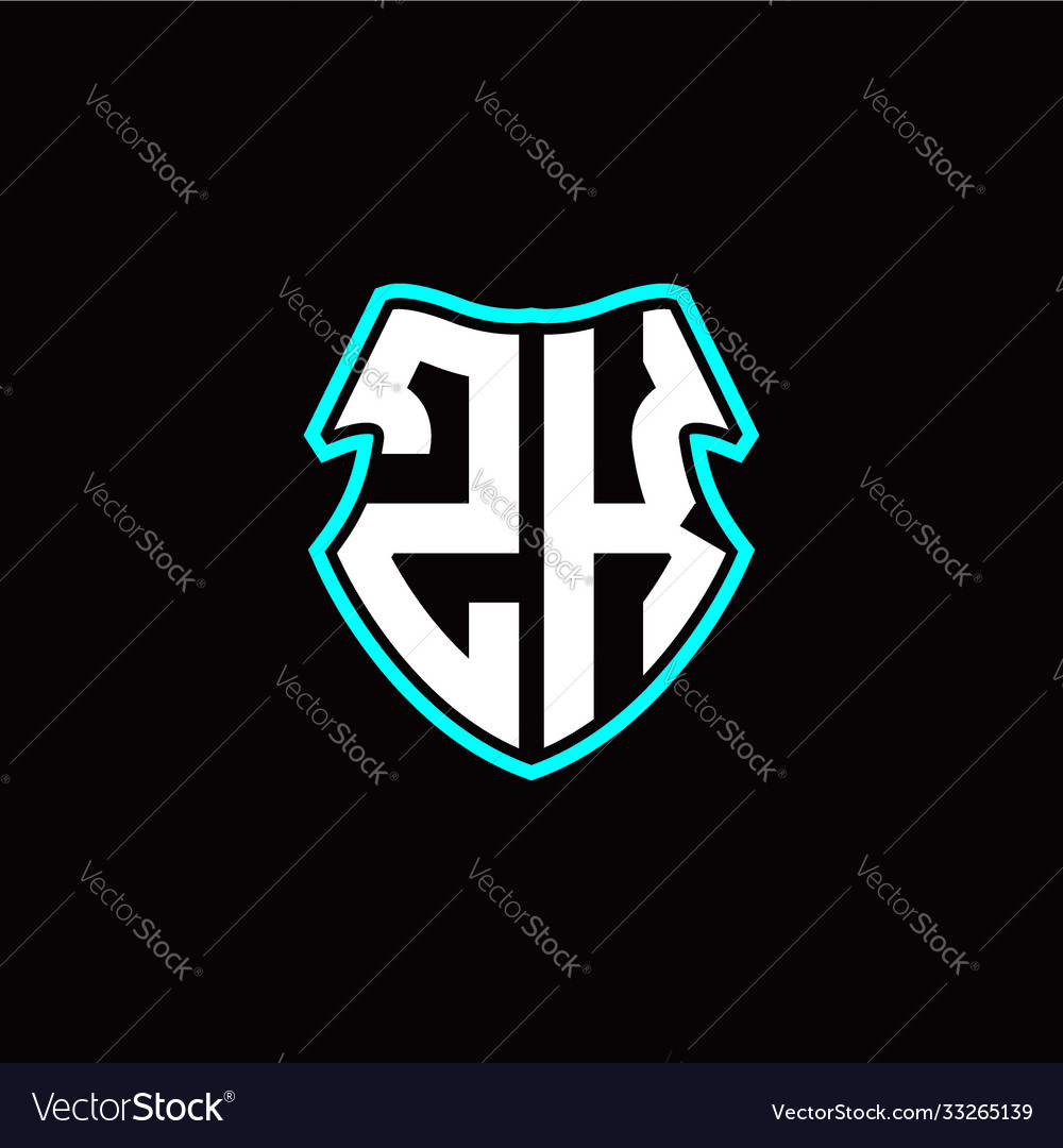 Z k initial logo design with a shield shape vector image Z k initial logo design with a shield shape