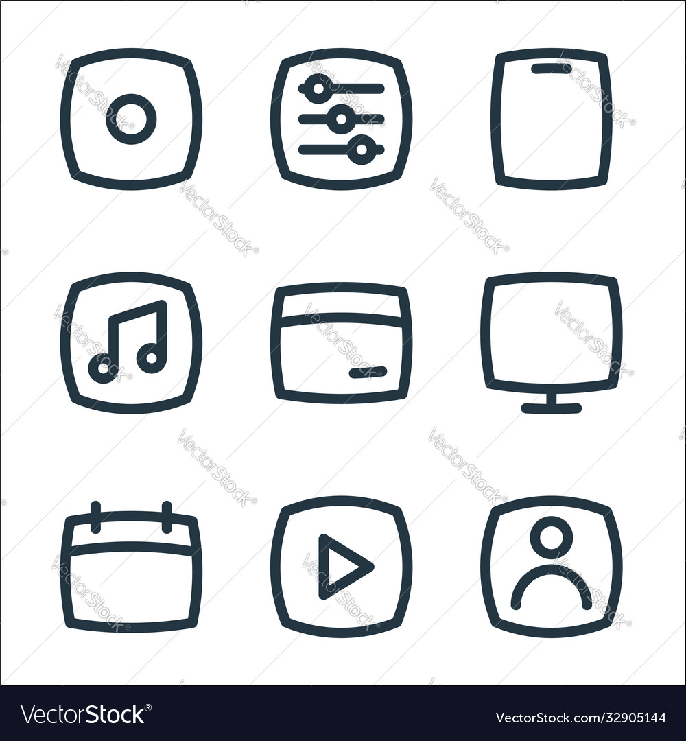 Basic ui line icons linear set quality vector image Basic ui line icons linear set quality