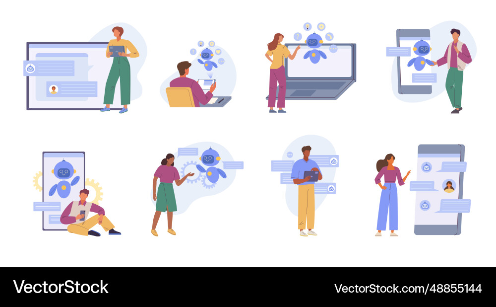 Chatbot concept artificial intelligence support Vector Image