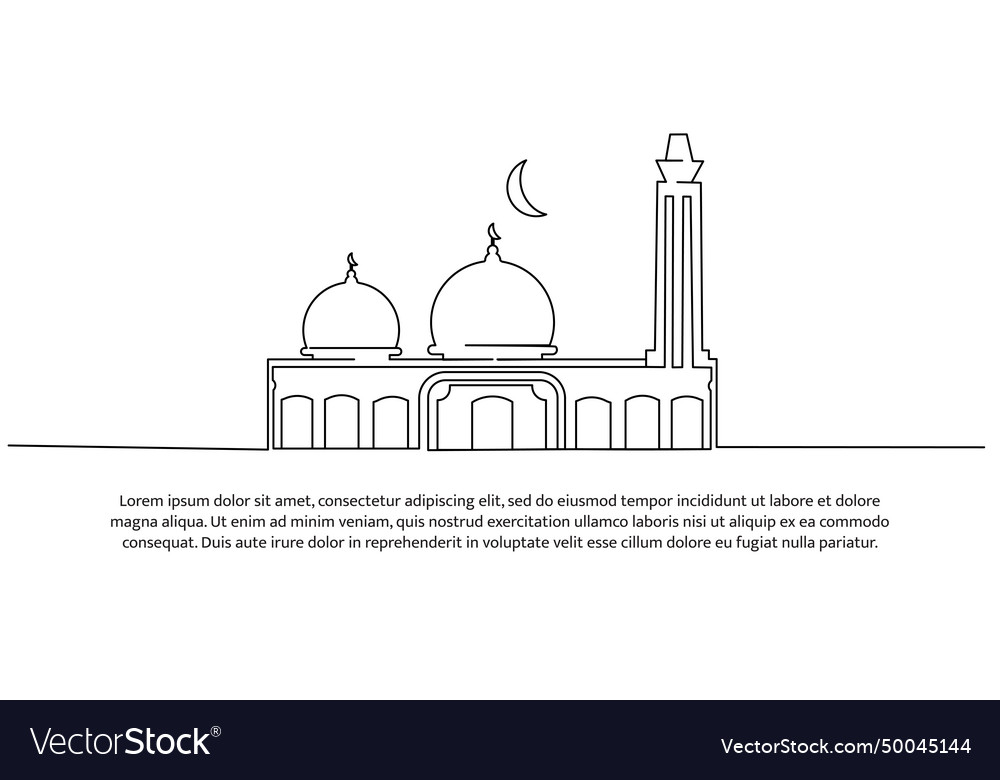 Continuous line design of modern mosque future